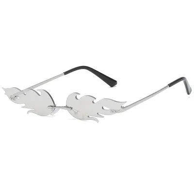Fashion Fire Shape Rimless Sunglasses for Women Men