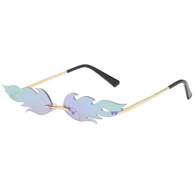 Fashion Fire Shape Rimless Sunglasses for Women Men