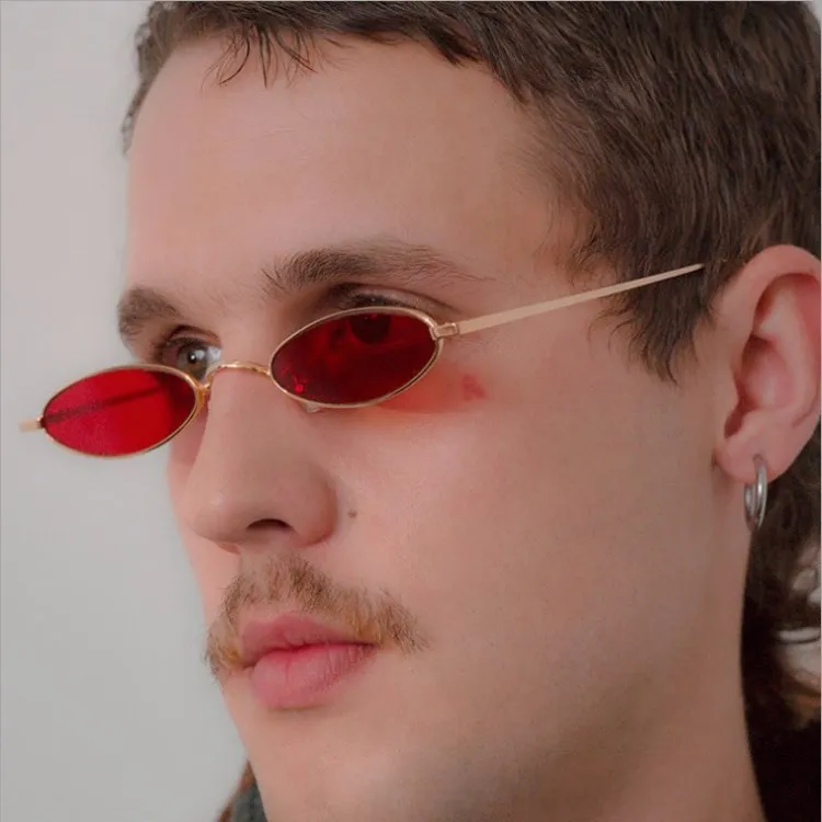 Men Women Vintage Metal Small Round Frame Sunglasses
