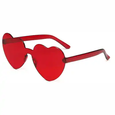 Fashion Women Cute Heart-shape Rimless Sunglasses