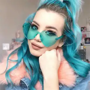 Fashion Women Cute Heart-shape Rimless Sunglasses