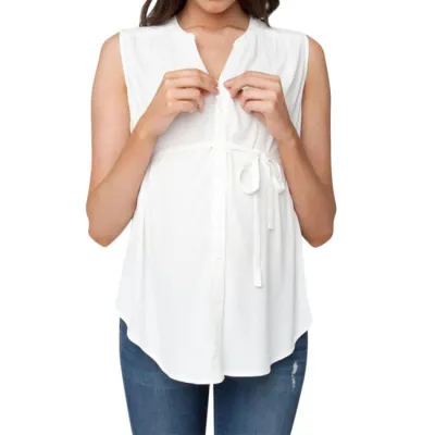Maternity Solid Color Sleeveless Breastfeeding Pullover Blouse