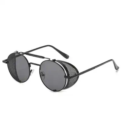 Vintage Round Steampunk Metal Sunglasses
