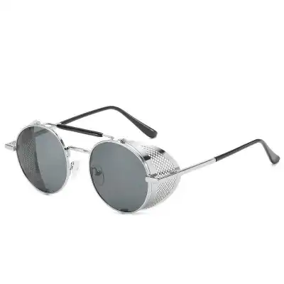 Vintage Round Steampunk Metal Sunglasses
