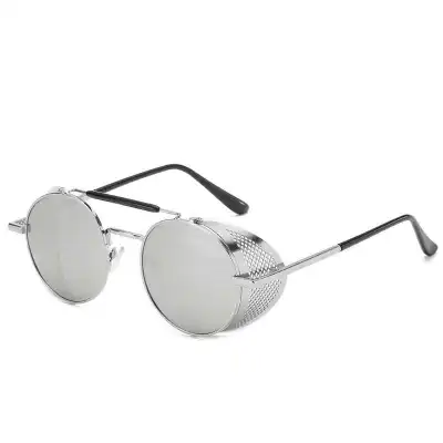 Vintage Round Steampunk Metal Sunglasses