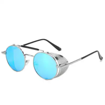 Vintage Round Steampunk Metal Sunglasses