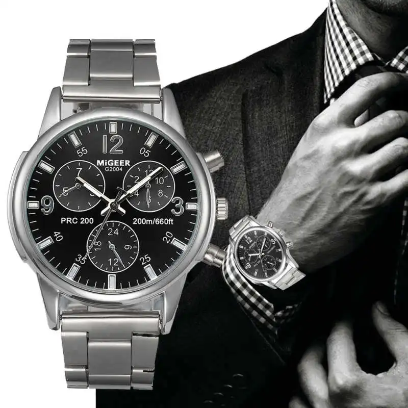 Fashion Casual Business Men Quartz Wrist Watch Alloy Band