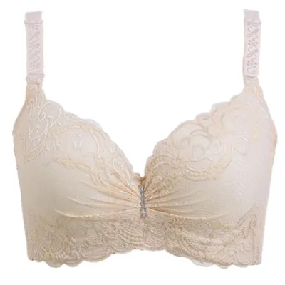 Women Plus Size Underwire Lace Push Up Bra with Detachable Straps