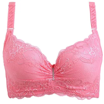 Women Plus Size Underwire Lace Push Up Bra with Detachable Straps