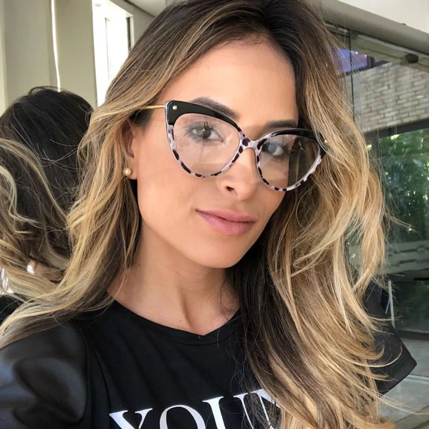 Cat Eye Leopard Pattern Frame Women Fashion Eyewear Sunglasses