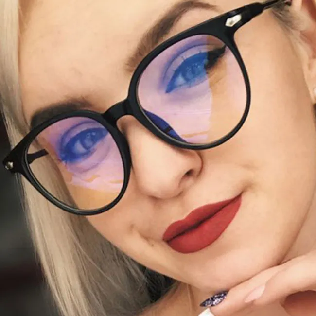 Women Anti Blue Light Vintage Round Clear Lens Optical Eyeglasses Frame