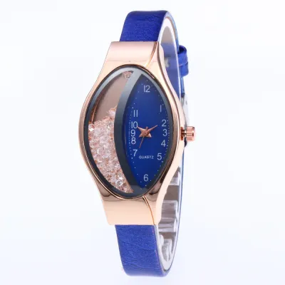 Women Snakeskin Band Ellipse Rhinestone Quartz Watch