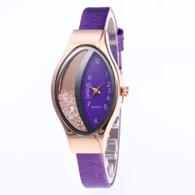 Women Snakeskin Band Ellipse Rhinestone Quartz Watch