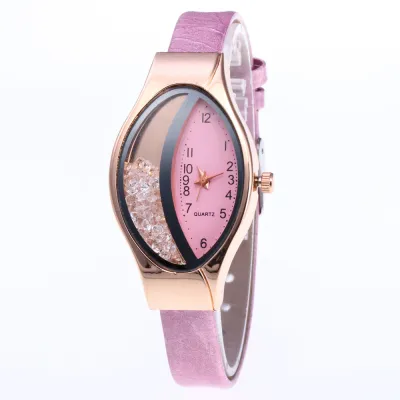 Women Snakeskin Band Ellipse Rhinestone Quartz Watch