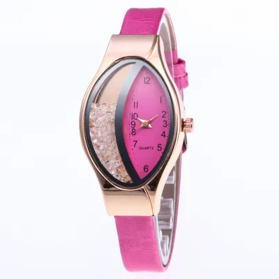 Women Snakeskin Band Ellipse Rhinestone Quartz Watch