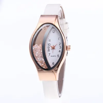 Women Snakeskin Band Ellipse Rhinestone Quartz Watch
