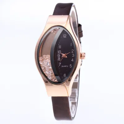 Women Snakeskin Band Ellipse Rhinestone Quartz Watch
