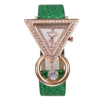 Fashion Women Triangle Watch-face PU Band Quartz Watch