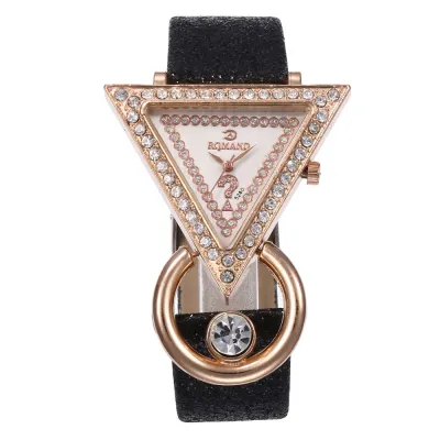 Fashion Women Triangle Watch-face PU Band Quartz Watch