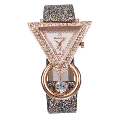 Fashion Women Triangle Watch-face PU Band Quartz Watch