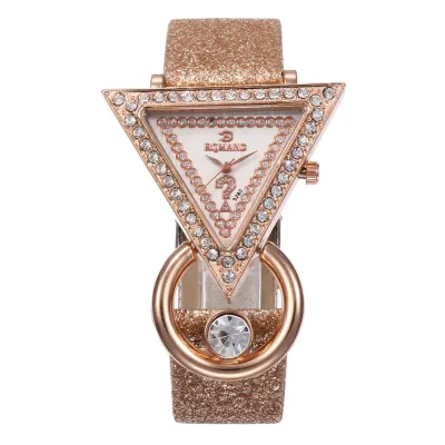 Fashion Women Triangle Watch-face PU Band Quartz Watch