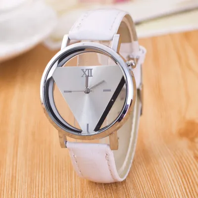 Fashion Minimalist Triangle Dial Quartz Watch with PU Band