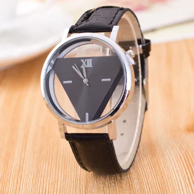 Fashion Minimalist Triangle Dial Quartz Watch with PU Band