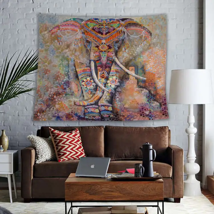 Bohemian Ethnic Style Elephant Print Tapestry Wall Hanging