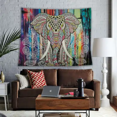 Bohemian Ethnic Style Elephant Print Tapestry Wall Hanging