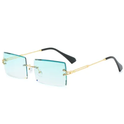 Men Women Rimless Square Polarized Sunglasses
