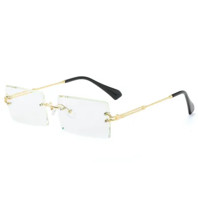 Men Women Rimless Square Polarized Sunglasses
