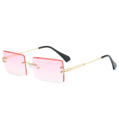 Men Women Rimless Square Polarized Sunglasses