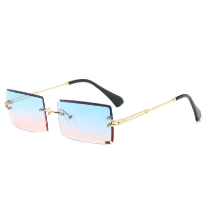 Men Women Rimless Square Polarized Sunglasses