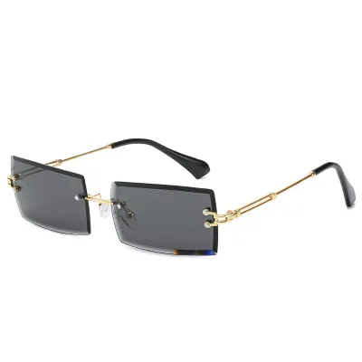Men Women Rimless Square Polarized Sunglasses