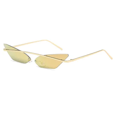 Cat Eye Women Vintage Metal Frame Triangle Sunglasses