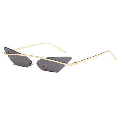 Cat Eye Women Vintage Metal Frame Triangle Sunglasses