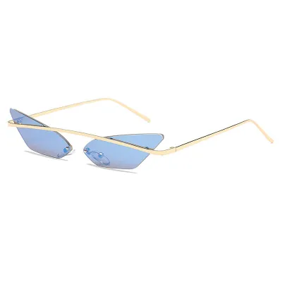 Cat Eye Women Vintage Metal Frame Triangle Sunglasses