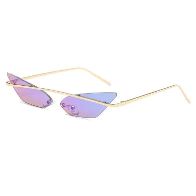 Cat Eye Women Vintage Metal Frame Triangle Sunglasses
