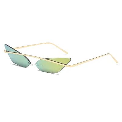 Cat Eye Women Vintage Metal Frame Triangle Sunglasses