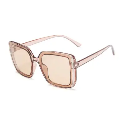 Women Vintage Square Big Frame Sunglasses PC Lens