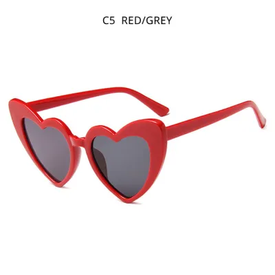Women's Cute Heart-Shape Leopard Pattern Plastic Frame Sunglasses