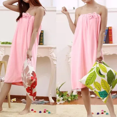 Sexy Solid Color Bowknot Wearable Water-absorbent Soft Bath Towel