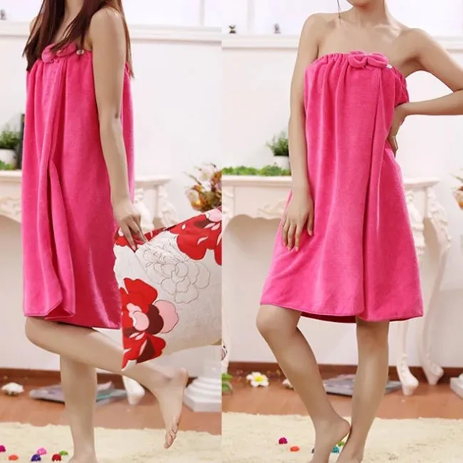 Sexy Solid Color Bowknot Wearable Water-absorbent Soft Bath Towel