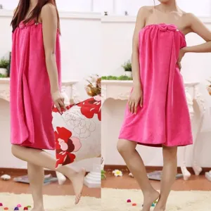 Sexy Solid Color Bowknot Wearable Water-absorbent Soft Bath Towel