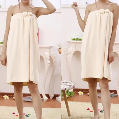 Sexy Solid Color Bowknot Wearable Water-absorbent Soft Bath Towel
