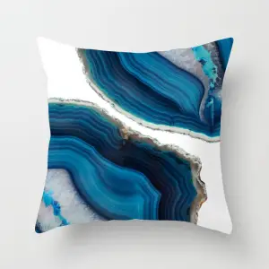 Blue Abstract Print Home Cushion Cover with Geometric Pattern