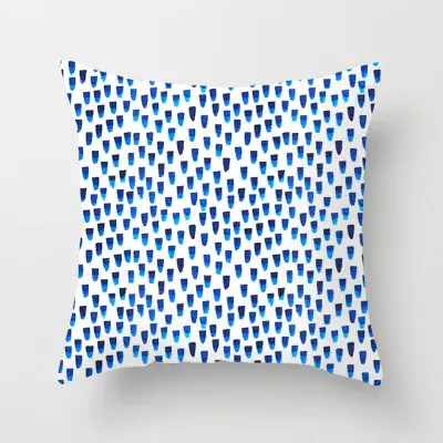 Blue Abstract Print Home Cushion Cover with Geometric Pattern