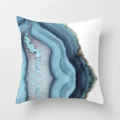 Blue Abstract Print Home Cushion Cover with Geometric Pattern