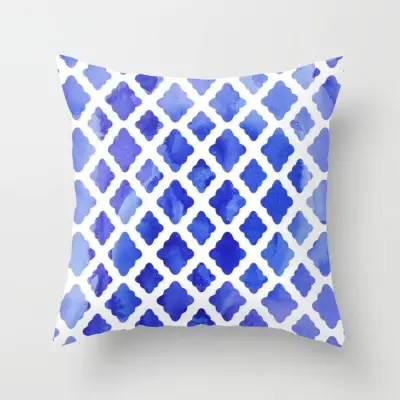 Blue Abstract Print Home Cushion Cover with Geometric Pattern