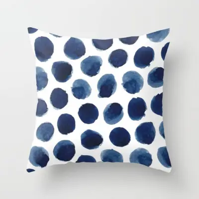 Blue Abstract Print Home Cushion Cover with Geometric Pattern